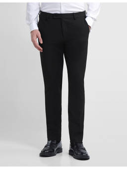 Arrow - Men Black Solid/Plain Polyester Formal Trouser