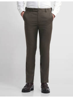 Arrow - Men Brown Solid/Plain Terylene Formal Trouser