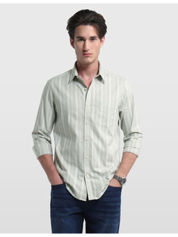 Arrow Sports - Men Green Stripes Cotton Casual Shirt