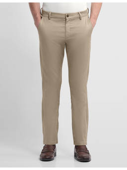 Arrow Sports - Men Brown Solid/Plain Cotton Formal Trouser