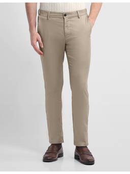 Arrow Sports - Men Brown Solid/Plain Cotton Formal Trouser