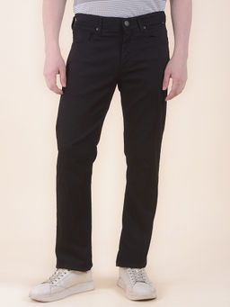 Cantabil - Men Black Solid/Plain Polycotton Casual Trouser