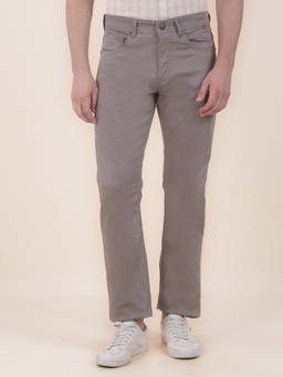 Cantabil - Men Brown Solid/Plain Polycotton Casual Trouser