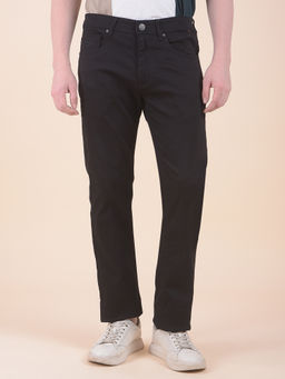 Cantabil - Men Black Solid/Plain Polycotton Casual Trouser