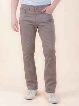 Cantabil - Men Brown Solid/Plain Polycotton Casual Trouser