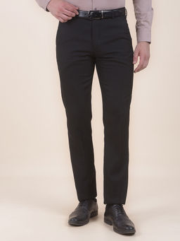 Cantabil - Men Black Solid/Plain Polyviscose Formal Trouser