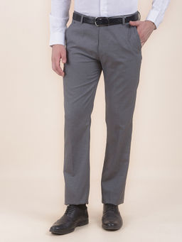 Cantabil - Men Grey Solid/Plain Polyviscose Formal Trouser