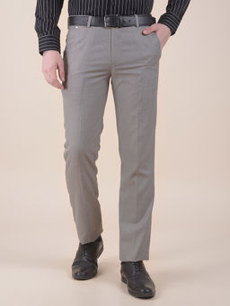 Cantabil - Men Brown Solid/Plain Polyviscose Formal Trouser