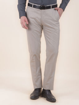 Cantabil - Men Beige Solid/Plain Polyviscose Formal Trouser