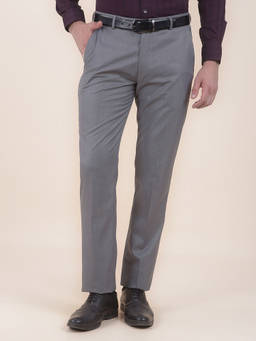 Cantabil - Men Grey Solid/Plain Polyviscose Formal Trouser