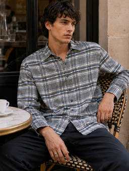 CAHOOT - Men Charcoal Checks Cotton Blend Casual Shirt
