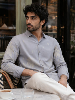 CAHOOT - Men Blue Floral Polyester Casual Shirt