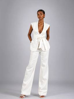 ROSA DAME - White Tailored Solid Co-Ord Set