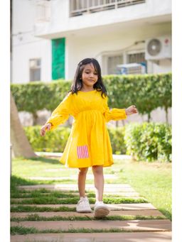Peekaaboo Kids - Girls Yellow Cotton Dress