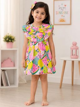 Shopbloom - Girls Multi-Colour Cotton Dress