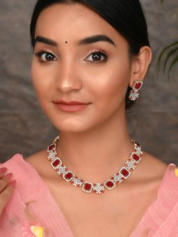 Silvermerc Designs - Gold Plated American Diamond Jewellery Set