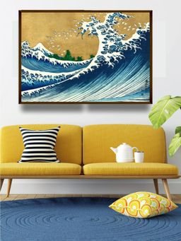 The Art House - Blue Cream Yellow Brown Abstract Painting Wall Art
