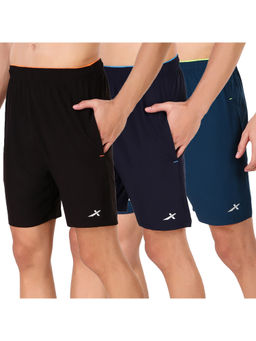 Vector X - Multi Color Solid Pure Polyester Men Sports Shorts (Pack of 3)