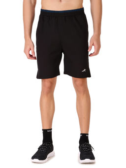 Vector X - Solid Pure Polyester Men Sports Shorts-Black