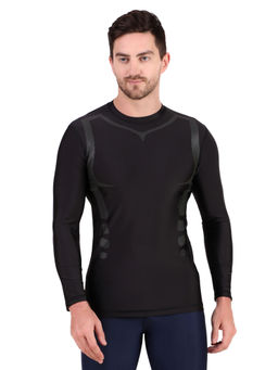 Vector X - Men Body Fit Full Sleeves Compression T-Shirt -Black
