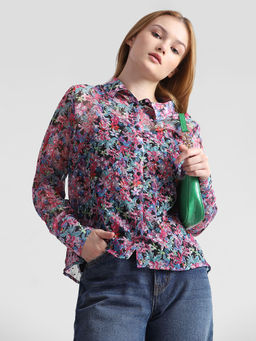 ONLY - Multi-Color Floral Print Full Sleeves Shirt