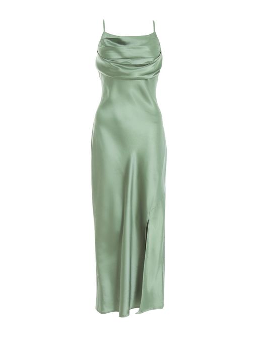 Buy Quiz Clothing Sage Green Satin Midi Dress Online