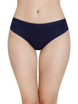 Amante - Solid Mid Rise Bikini Panty- Midnight - Blue