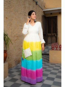 The Kapas - Snow Multi Beach Sand Tie & Dye Maxi Dress