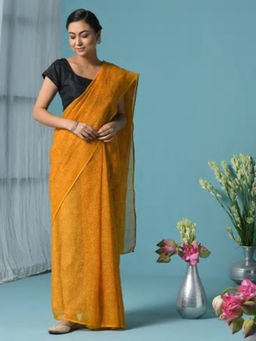 Fabindia - Cotton Silk Hand Block Printed Sari