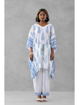 Finethreads by Hina & Nikhat - Neel Vana Blue Kaftan and Salwar with Belt