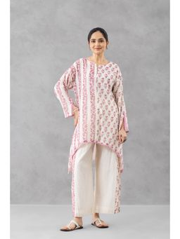 Finethreads by Hina & Nikhat - Gul Baag Asymmetric Chanderi Pink Co-Ord Set
