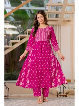JAIPUR SARAI - Women Pink Panelled Pure Cotton Kurta with Pant