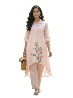 M MARCH LABEL - Women Blush Pink Floral Kurta With Pant