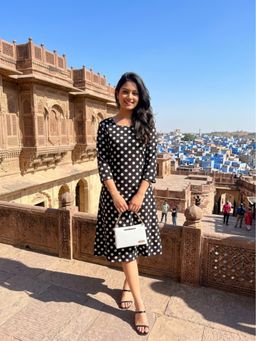 DECKEDUP - Women Black Polka Printed Dress