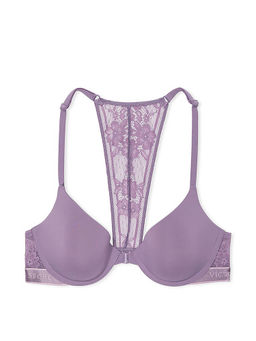 Victoria's Secret - Women Purple Lightly Lined Front-Close Lace-Trim Demi Bra