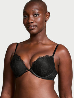Victoria's Secret - Women Black Very Sexy Bombshell Rose Lace Add-2-Cups Push-Up Bra (38C)