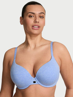 Victoria's Secret - Women Blue Cotton Logo Hardware Perfect Shape Push-Up Bra