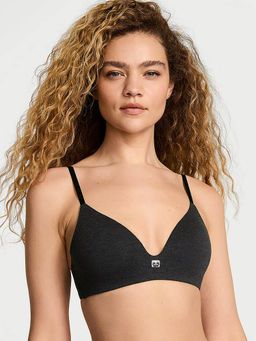 Victoria's Secret - Women Black The T-shirt Cotton Logo Hardware Lightly Lined T-shirt Bra