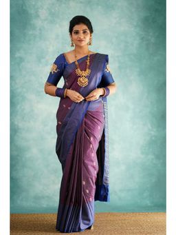 Anjaneya Sarees - Purple Woven Banarasi Silk Designer Kanjivaram Saree with Unstitched Blouse