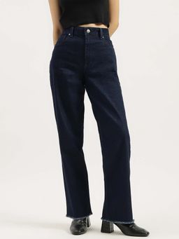 United Colors of Benetton - Women Navy Blue Solid Straight Fit Jeans