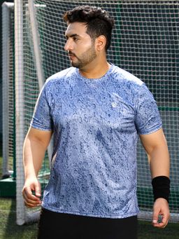 Instafab Plus - Men's Prussian Blue Printed Activewear T-Shirt