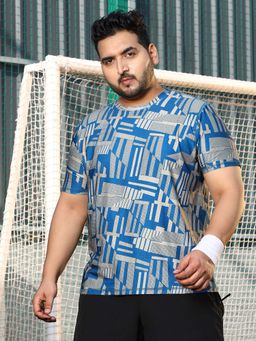 Instafab Plus - Men's Sky Blue Bloc Activewear T-Shirt