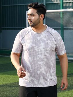 Instafab Plus - Men's White and Slate Blue Activewear T-Shirt