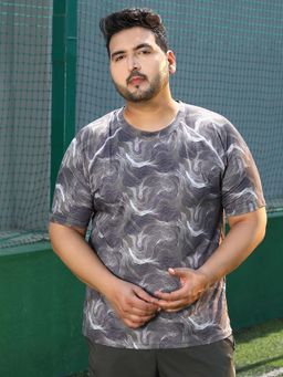 Instafab Plus - Men's Charcoal Black Flow-Lined Activewear T-Shirt