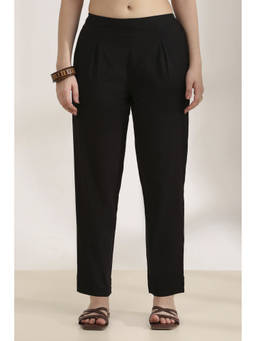 Rangriti - Women Black Rayon Straight Pant