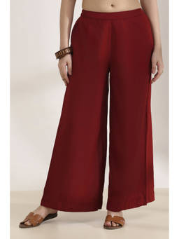 Rangriti - Women Maroon Rayon Straight Palazzo