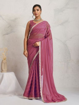 RACHNA - Pink Stripe Cotton Silk Predrape Saree