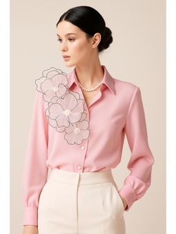 Mangalmay By Aastha - Pink Collar Neck Solid Shirt