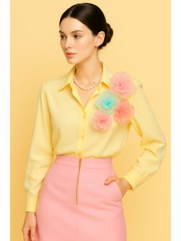 Mangalmay By Aastha - Yellow Collar Neck Floral Shirt