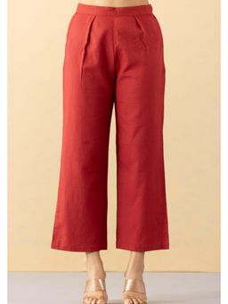 MARKKAH STUDIO - Red Solid Comfortable Straight Pant